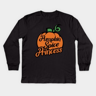 Pumpkin Spice Princess Kids Long Sleeve T-Shirt